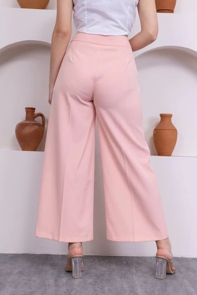 Cep Detaylı Palazzo Pantolon 301-Pembe - 5