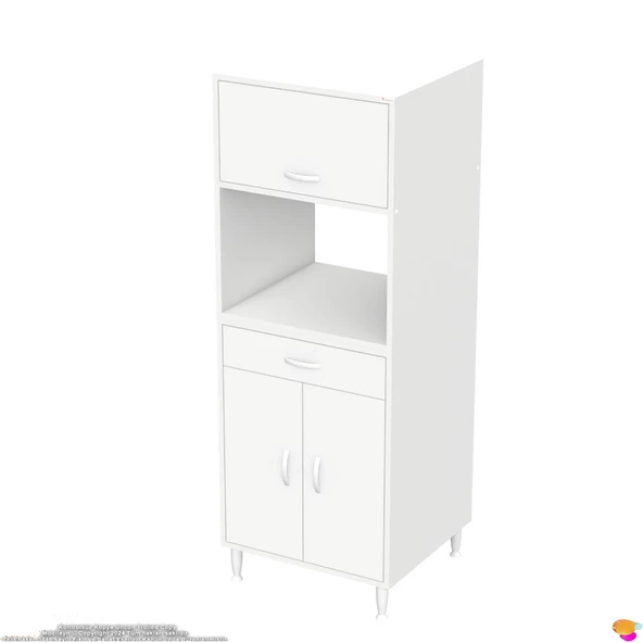 Modilayn OSLO 60x162,4x56 cm, 1 Çekmece, 3 Kapaklı. Ekmeklik / Fırın / Mikrodalga Dolabı. - 9