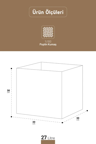 İronika Graffe Bebek Odası Kutu Dolap İçi Organizer Oyuncak Eşya Çamaşır Saklama Kutusu Düzenleyici 30x30x30 - 4