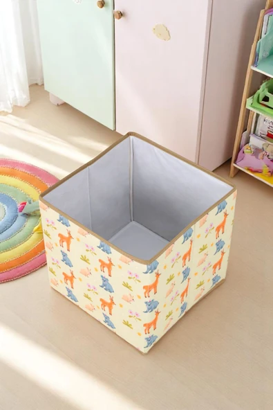 İronika Animals Kapaksız Kutu Dolap İçi Organizer Oyuncak Eşya Çamaşır Saklama Kutusu Düzenleyici 30X30X30 - 3
