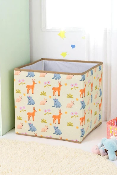İronika Animals Kapaksız Kutu Dolap İçi Organizer Oyuncak Eşya Çamaşır Saklama Kutusu Düzenleyici 30X30X30