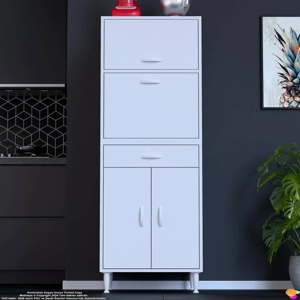 Modilayn OSLO 60x162,4x48 cm 1 çekmece, 4 kapak. Mutfağınıza Özel Ekmeklikli Kiler Dolabı. ürün görseli 1