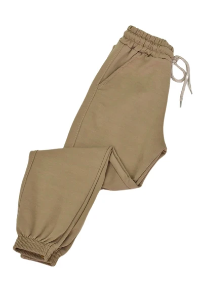 Bej Rengi Bel Paça Lastikli Kız Erkek Çocuk Eşofman Altı BGL-ST04723 - 6