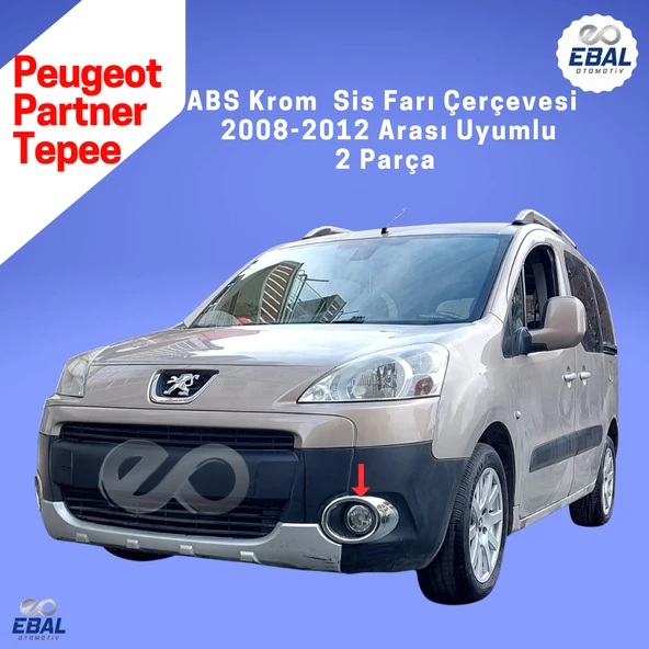 Peugeot Partner Tepee Abs Krom Sis Farı Çerçevesi 2 Parça 2008-2012 Model Uyumlu - 4