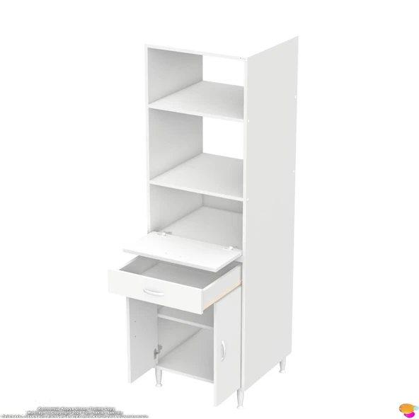 Modilayn ENNET: 60x194.6x48 cm Fırın / Mikrodalga Dolabı 1 Çekmece, 3 Kapaklı. Mutfağınıza Yer Açın! - 8