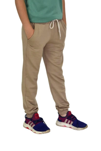 Bej Rengi Bel Paça Lastikli Kız Erkek Çocuk Eşofman Altı BGL-ST04723 - 4