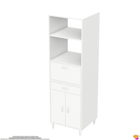Modilayn ENNET: 60x194.6x48 cm Fırın / Mikrodalga Dolabı 1 Çekmece, 3 Kapaklı. Mutfağınıza Yer Açın! - 9