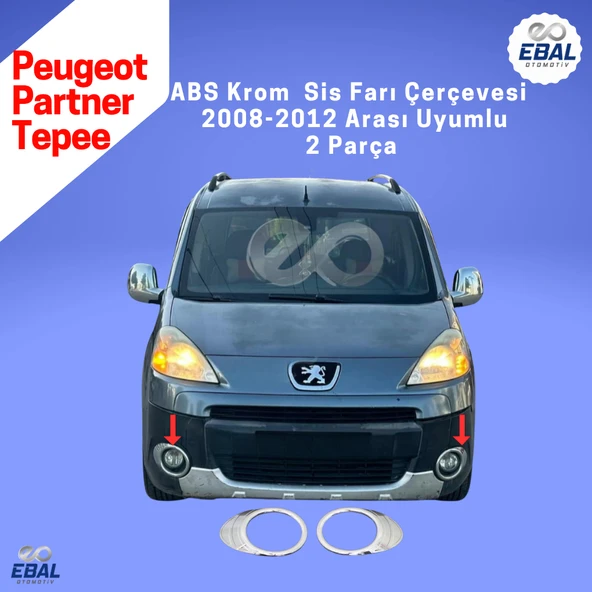 Peugeot Partner Tepee Abs Krom Sis Farı Çerçevesi 2 Parça 2008-2012 Model Uyumlu - 2