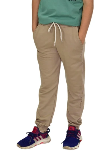 Bej Rengi Bel Paça Lastikli Kız Erkek Çocuk Eşofman Altı BGL-ST04723 - 3