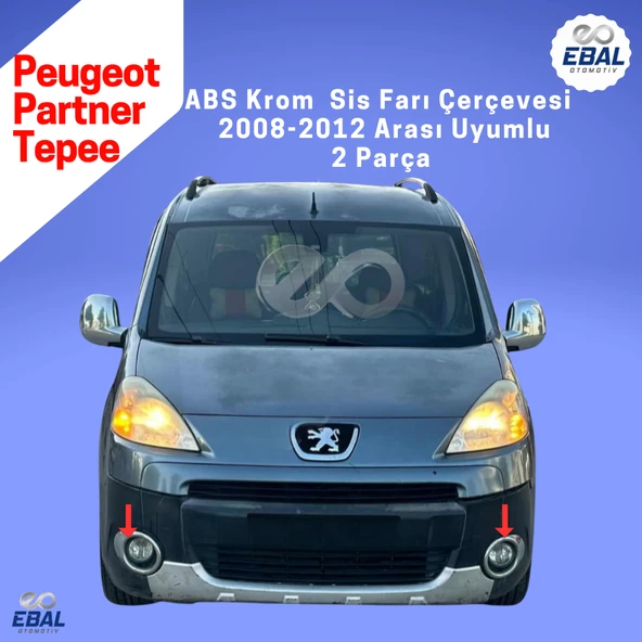 Peugeot Partner Tepee Abs Krom Sis Farı Çerçevesi 2 Parça 2008-2012 Model Uyumlu - 1