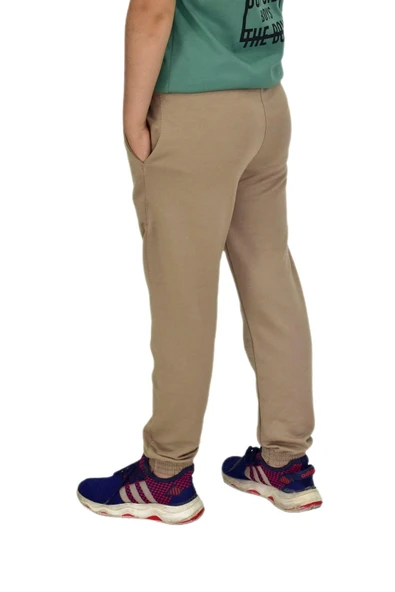 Bej Rengi Bel Paça Lastikli Kız Erkek Çocuk Eşofman Altı BGL-ST04723 - 5