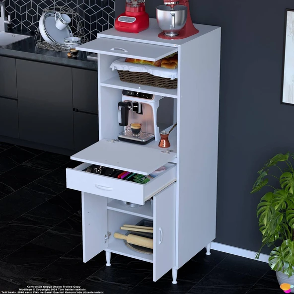 Modilayn OSLO 60x162,4x48 cm 1 çekmece, 4 kapak. Mutfağınıza Özel Ekmeklikli Kiler Dolabı. - Resim 2