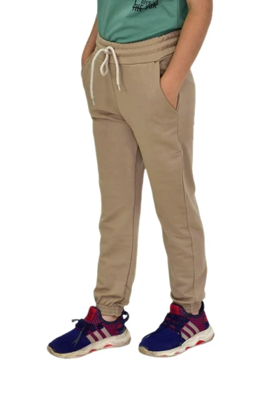 Bej Rengi Bel Paça Lastikli Kız Erkek Çocuk Eşofman Altı BGL-ST04723 - 8