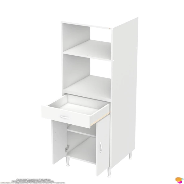 Modilayn OSLO 60x162,4x48 cm 1 Çekmece, 2 Kapaklı. Mutfağınıza Yer Açan Fırın / Mikrodalga Dolabı. - 8