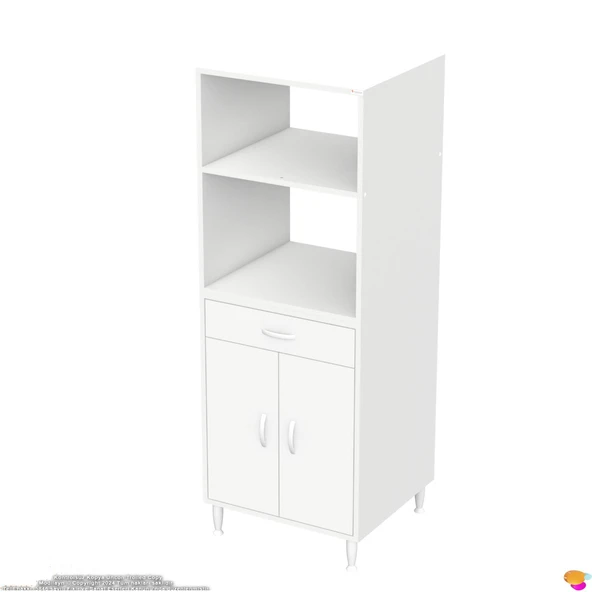 Modilayn OSLO 60x162,4x48 cm 1 Çekmece, 2 Kapaklı. Mutfağınıza Yer Açan Fırın / Mikrodalga Dolabı. - 9