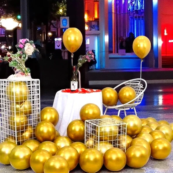 25 ADET GOLD KROM BALON GOLD PARLAK METALİK BALON KROM GOLD BALON HELYUM GAZINA UÇAN BALONA UYGUNDUR - 3