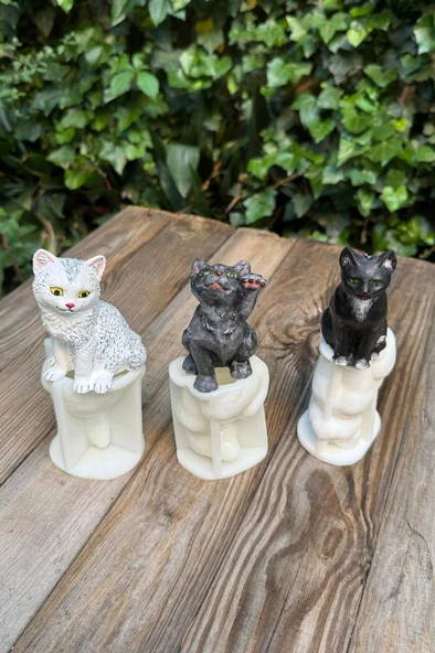 Kedi Üçlü Set Silikon Mum Kalıpları - 3