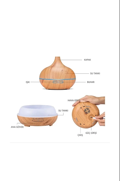 Hava Nemlendirici 7 Led Işıklı Aromatik Oda Kokusu 550 Ml Kahve Aroma Difüzörü Buhar Makinası - 3