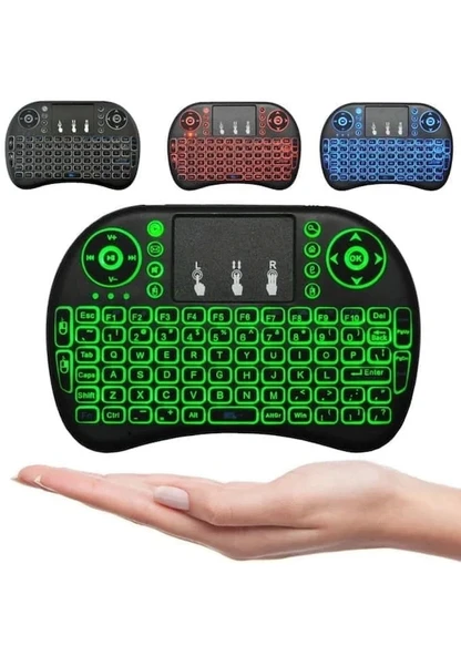 Smart Tv Box Ps3 Uyumlu Kablosuz Dokunmatik Işıklı Şarjlı Touchpadli Mini Q Klavye - 4