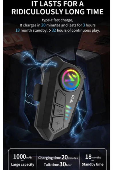 Y10 Kask Kulaklık Bluetooth Motosiklet Kulaklık 5,3 Bluetooth Intercom Motorsiklet Kulaklık - 2