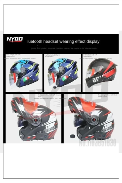 X63 Motosiklet Kask Kulaklık Intercom Işıklı Motorsiklet Interkom 5.3 - 2