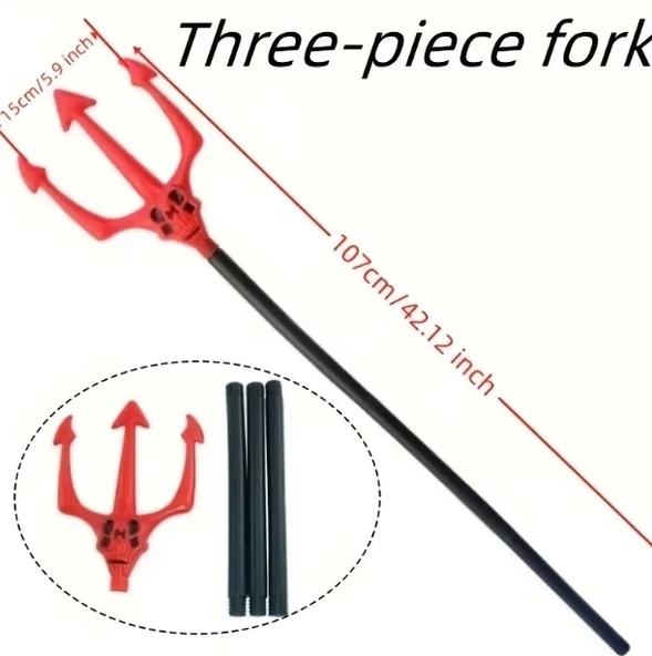 Kırmızı Renk Halloween Cadılar Bayramı Çatal 107 Cm - 2