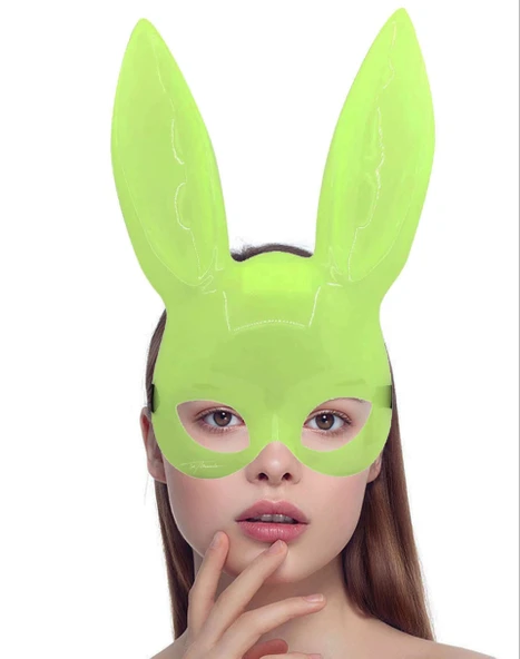 Karanlıkta Parlayan Fosforlu Tavşan Maskesi – Glow Bunny Masquerade Maske (32x22 Cm) - 3