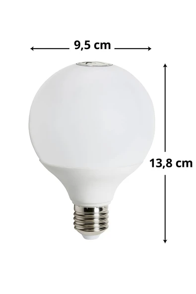 15watt E27 Duylu 6500kelvin Beyaz Işık 1350lümen A Enerji G95 Led Glop Ampul 3 ADET - 2