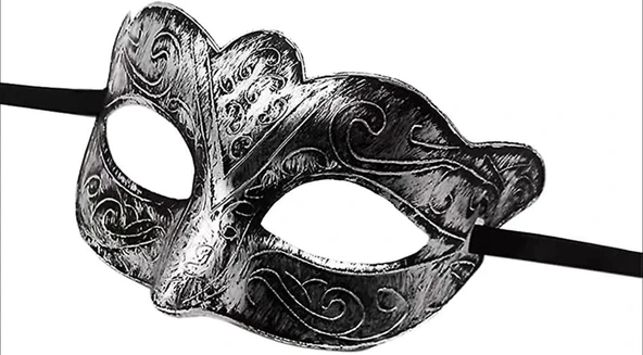 Maskeli Balo Antik Gri Gümüş Eskitilmiş Maske Balo Venedik - 3