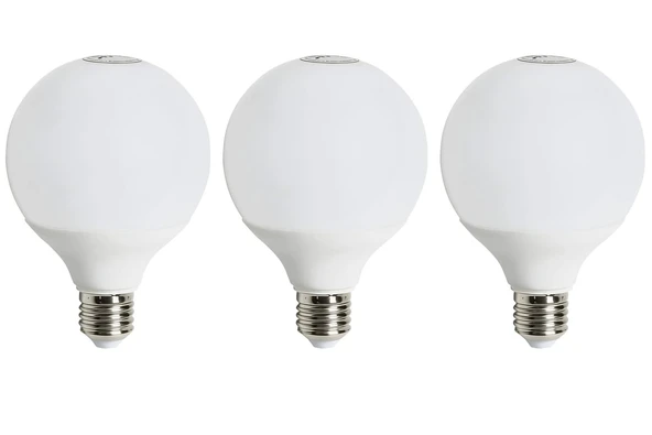 15watt E27 Duylu 6500kelvin Beyaz Işık 1350lümen A Enerji G95 Led Glop Ampul 3 ADET