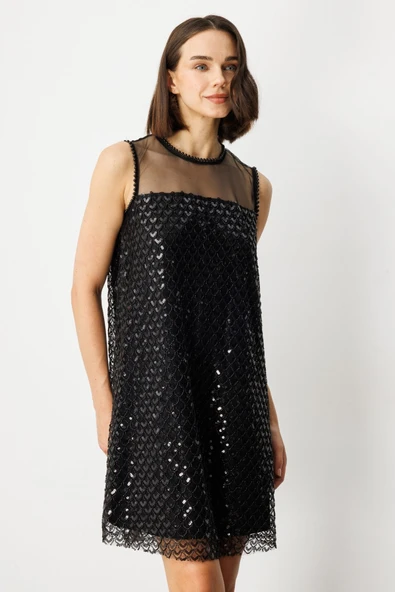 Ekol Straplez Pullu Midi Elbise - Minimalist & Şık - 2