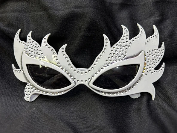 Taşlı Göz Kamaştıran Gecenin Yıldızı Beyaz Parti Alev Gözlük ürün görseli