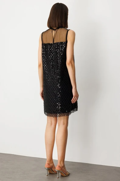 Ekol Straplez Pullu Midi Elbise - Minimalist & Şık - 4