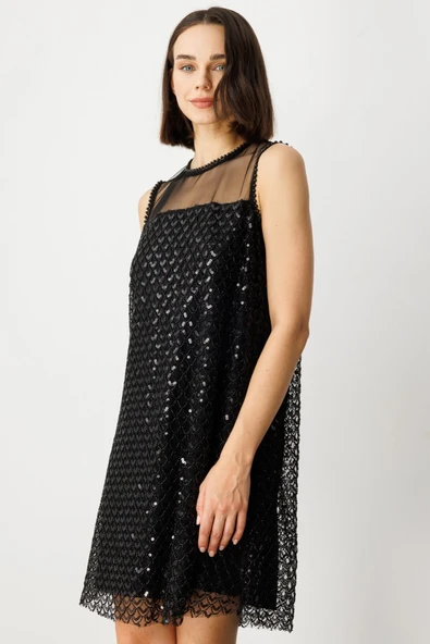 Ekol Straplez Pullu Midi Elbise - Minimalist & Şık - 3