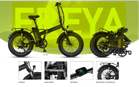 MOSSO FREYA ELEKTRİKLİ KATLANIR BİSİKLET 420H HYD 20 JANT 7 VİTES SİYAH