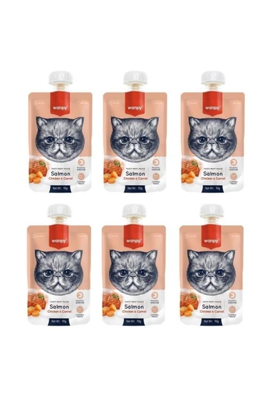 Wanpy Taze Somon & Tavuklu Kedi Et Ezmesi 90 Gr. X 6 Adet