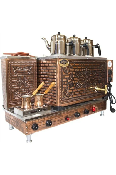 KUTLU Tuğla 3 Demlikli Bakır Çay Kazanı ürün görseli