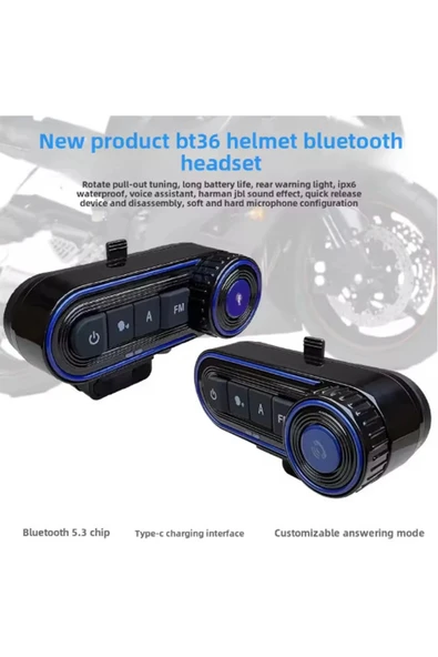 Bt36 Kask Kulaklık Bluetooth Motosiklet Kulaklık Intercom 5.3 - Resim 2