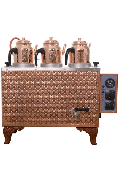 KUTLU TİCARET Kutlu Sadrazam 3 Demlikli Bakır Çay Kazanı (ELEKTRİKLİ) - 2