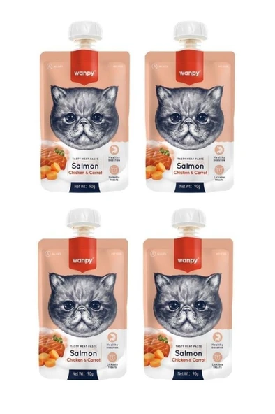 Wanpy Taze Somon & Tavuklu Kedi Et Ezmesi 90 Gr. X 4 Adet - 2