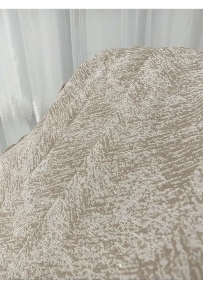 Özlü Home Pamuklu Koltuk - Çekyat Örtüsü 170X220 Alaca Bej Kaydırmaz Koltuk Şalı - 2