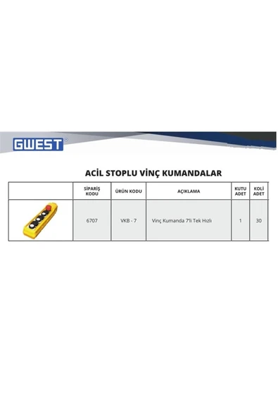 Vkb-7 Vınç Kumanda 7 Lı Tek Hızlı - 2