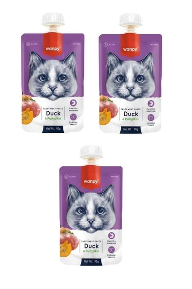 Wanpy Taze Ördekli & Balkabaklı Kedi Et Ezmesi 90 Gr. X 3 Adet