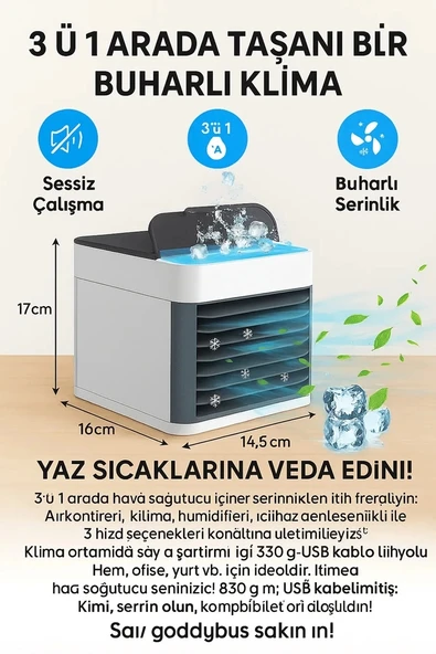 500 Ml Masa Üstü Mini Klima Soğutucu Hava Nemlendirici - 3