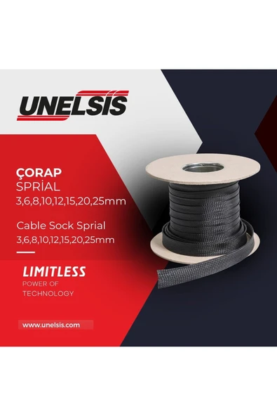 Unelsis 12mm 100 Metre Kablo Toplama Çorabı