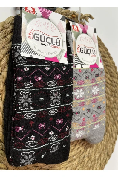 GÜÇLÜ 2 ÇİFT GÜÇLÜ DESENLİ TERMAL HAVLU SOKET KIŞLIK SICAK TUTAN ÇORAP
