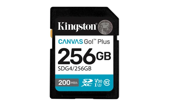 Kingston SDG4-256GB 256GB SDXC Canvas Go Plus Gen4 200MB-s C10 UHS-I U3 V30 Hafıza Kartı ürün görseli 1