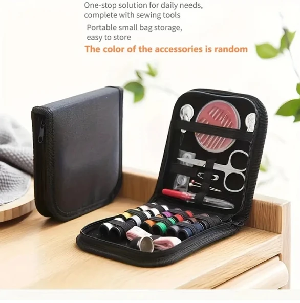 27 Parça Taşınabilir Dikiş Seti - Ev Seyahat Dikiş Aracı ve Makas, İplik, İğne, Mezura, Düğmeler - 3