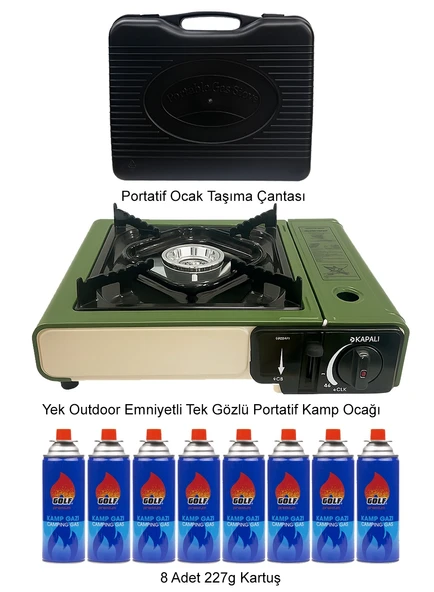 Yek Outdoor Tekli Portatif Çantalı Kamp Ocağı + 8 Adet Kartuş - 2