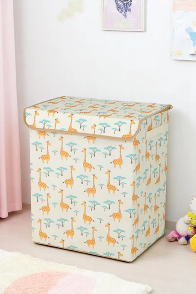 İronika Graffe Bebek Odası Kapaklı Kutu Dolap İçi Organizer Oyuncak Eşya Çamaşır Saklama Kutusu Düzenleyici ürün görseli